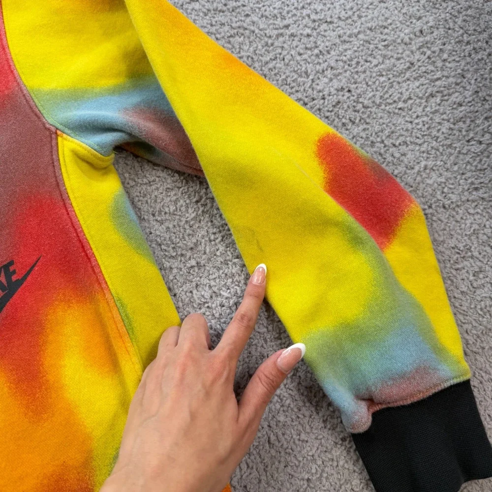 Nike Men Just Do It Tie Dye Hoodie Yellow Red Blue CQ7174-100 Size S